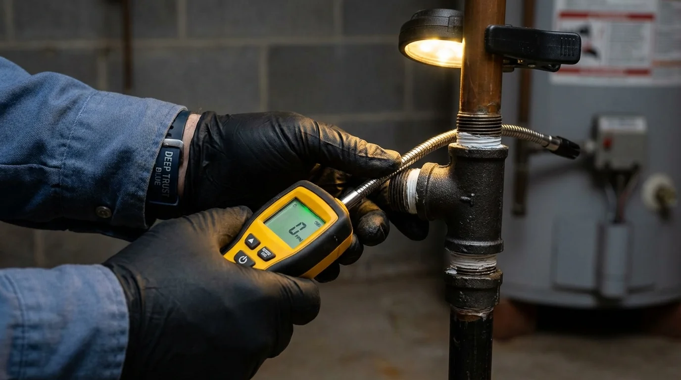 Gas leak detection with electronic sniffer by Johns Plumbing LLC in East Northport